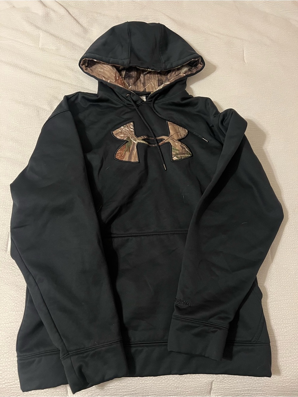 Under Armour Black Hoodie with Camo-Lined Hood